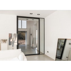 Glass pivot steel interior...