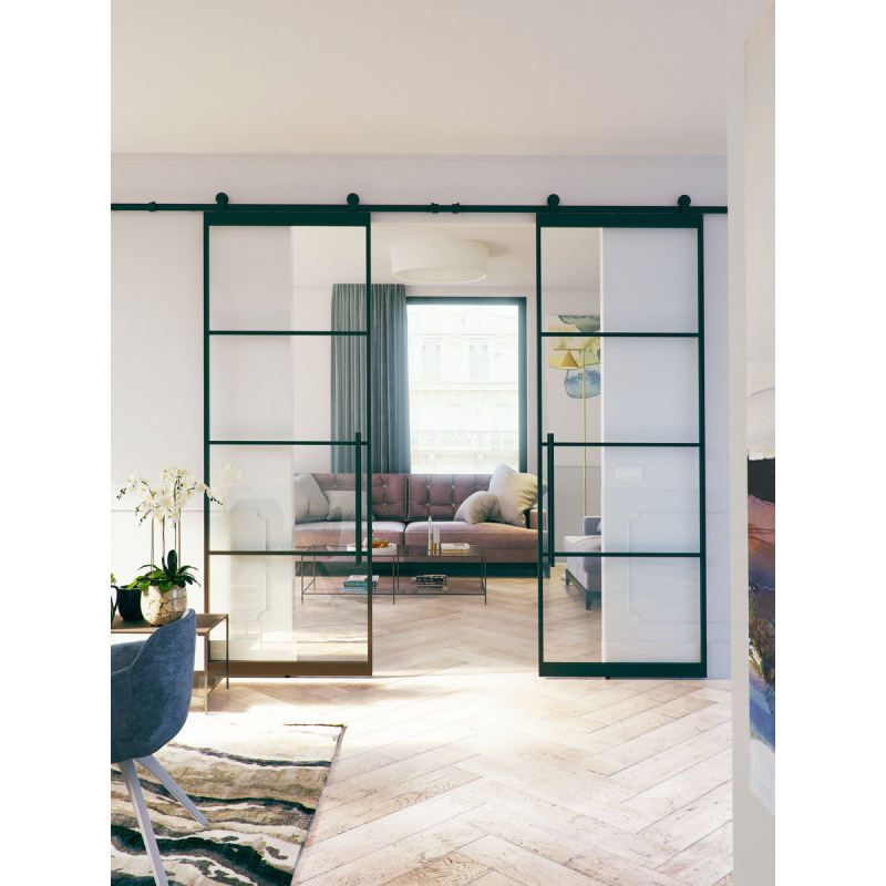Metal industrial doors with glass 4D